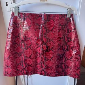Light Before Dark Red & Black Snake Print Skirt